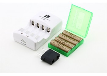 Batterijlader NiMH AA met 4 * 2500mAh oplaadbare batterijen