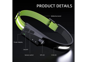 Inductie Koplamp Cob Led Head Lamp Met Ingebouwde Batterij Zaklamp Usb Oplaadbare Hoofdlamp 5 Verlichting Modes Head licht