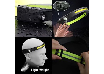 Inductie Koplamp Cob Led Head Lamp Met Ingebouwde Batterij Zaklamp Usb Oplaadbare Hoofdlamp 5 Verlichting Modes Head licht