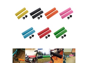 1 Paar Fiets Spacescooter  Soft Foam Spons Stuur Grips Cover Siliconen Grip Handvat bar Zwart Kleur 