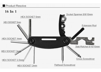 15 in 1 Multifunctionele Fiets Reparatie Tool Kit Hex Spoke