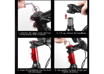 Aluminium Fiets Vorkbuis Riser Stuur Extender Stem Head Up Adapter Zwart kleur