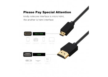 Micro Hdmi Naar Hdmi Kabel Vergulde 2.0 3D 1080P Raspberry Pi 5 High Speed Hdmi Kabel Adapter 1M