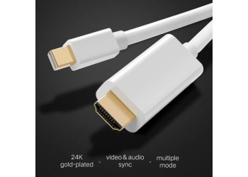 1.8M Mini DP / Thunderbolt Naar HDMI 4K Kabel Display Port MacBook TV Connector PC Projector