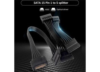 Sata 15Pin 1 Tot 5 Sata 15Pin Harde Schijf Voeding Splitter Cable Koord Diy Pc Sever Power Pcie Riser 60 Cm 