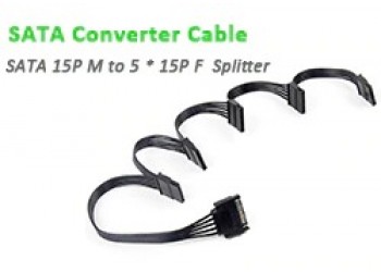 Sata 15Pin 1 Tot 5 Sata 15Pin Harde Schijf Voeding Splitter Cable Koord Diy Pc Sever Power Pcie Riser 60 Cm 