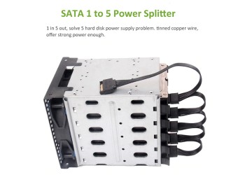 Sata 15Pin 1 Tot 5 Sata 15Pin Harde Schijf Voeding Splitter Cable Koord Diy Pc Sever Power Pcie Riser 60 Cm 