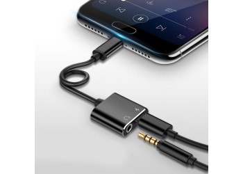 Type C naar 3,5 mm koptelefoonaansluiting adapter 2 in 1 USB C audiokabel converter opladen splitter hoofdtelefoon adapter voor Samsung Huawei Xiaomi