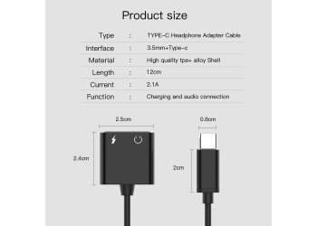 Type C naar 3,5 mm koptelefoonaansluiting adapter 2 in 1 USB C audiokabel converter opladen splitter hoofdtelefoon adapter voor Samsung Huawei Xiaomi