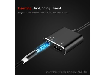 Type C naar 3,5 mm koptelefoonaansluiting adapter 2 in 1 USB C audiokabel converter opladen splitter hoofdtelefoon adapter voor Samsung Huawei Xiaomi