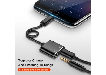 Type C naar 3,5 mm koptelefoonaansluiting adapter 2 in 1 USB C audiokabel converter opladen splitter hoofdtelefoon adapter voor Samsung Huawei Xiaomi