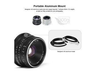 7artisans 25mm F1.8 lens Olympus Panasonic systeem camera + Gratis lenspen + 46mm uv filter en zonnekap