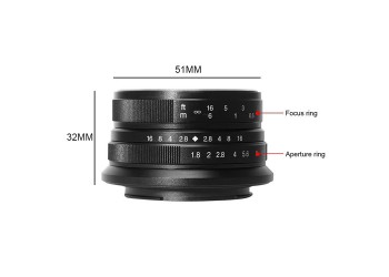 7artisans 25mm F1.8 manual focus lens voor Sony systeem camera + Gratis lenspen + 46mm uv filter en zonnekap