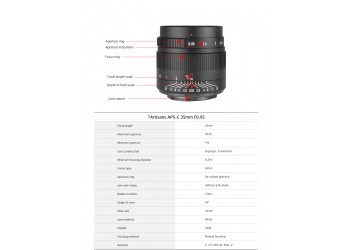 7artisans 35mm F0.95 manual focus lens Olympus Panasonic M4/3 mount systeem camera + Gratis lenspen + 52mm uv filter en zonnekap