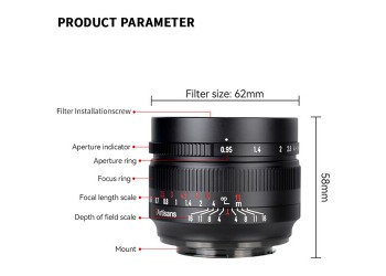 7artisans 50mm F0.95 manual focus lens voor Sony systeem camera + Gratis lenstas + 62mm uv filter en zonnekap