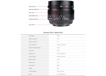 7artisans 50mm F0.95 manual focus lens voor Sony systeem camera + Gratis lenstas + 62mm uv filter en zonnekap