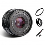 7artisans 50mm F1.8 manual focus lens voor Fujifilm systeem camera + Gratis lenspen + 52mm uv filter en zonnekap