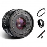 7artisans 50mm F1.8 manual focus lens voor Sony systeem camera + Gratis lenspen + 52mm uv filter en zonnekap