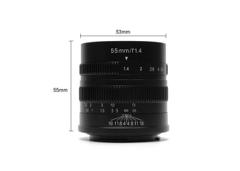 7artisans 55mm F1.4 manual focus lens voor Sony systeem camera + Gratis lenspen + 52mm uv filter en zonnekap
