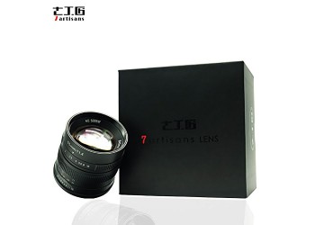 7artisans 55mm F1.4 manual focus lens voor Canon systeem camera + Gratis lenspen + 52mm uv filter en zonnekap