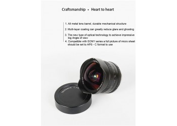 7artisans 7.5mm F2.8 Fish-Eye manual focus lens voor Sony systeem camera + Gratis lenspen en lens tas