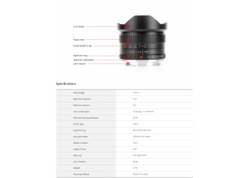 7artisans 7.5mm F2.8 Mark II Fish-Eye manual focus lens voor Fujifilm systeem camera + Gratis lenspen en lens tas