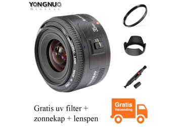 Yongnuo EF 35mm F2.0 autofocus lens voor Canon camera EF EF-S met gratis 52mm uv-filter, zonnekap, lenspen