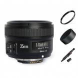 Yongnuo AF-S 35mm F2.0 autofocus lens voor Nikon DSLR camera met gratis 58mm uv-filter, zonnekap, lenspen