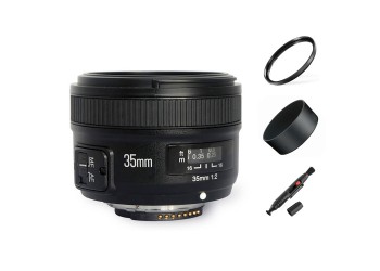 Yongnuo AF-S 35mm F2.0 autofocus lens voor Nikon DSLR camera met gratis 58mm uv-filter, zonnekap, lenspen