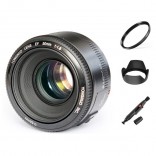 Yongnuo EF 50mm F1.8 autofocus lens voor Canon camera EF EF-S met gratis 52mm uv-filter, zonnekap, lenspen