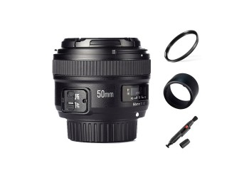 Yongnuo AF-S 50mm F1.8 autofocus lens voor Nikon DSLR camera met gratis 58mm uv-filter, zonnekap, lenspen