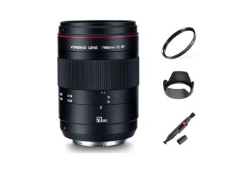 Yongnuo EF 60mm F2.0 Macro handmatige lens voor Canon camera met gratis 67mm uv-filter, zonnekap, lenspen