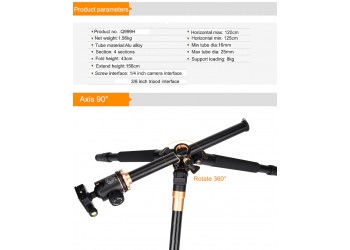 QZSD Q999H Aluminium Camera Statief Video Monopod Professioneel Uitschuifbaar Statief met Quick Release Plate en Balhoofd