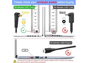 Laptop Voeding adapter oplader voor Acer 45W 19V 2.37A 5.5*1.7mm met 1 jaar garantie