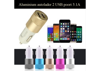 Autolader auto oplader dubbele USB port 3.1A iPhone voor Samsung