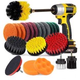 22 in 1 Elektrische Boor Borstel Car Cleaning Borstels Polijsten Pad Borstel Voor Schroevendraaier Tapijt Borstels Auto Velg Cleaning Tools