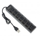 7 poorten LED USB 2.0 Adapter Hub aan/uit Schakelaar PC Laptop