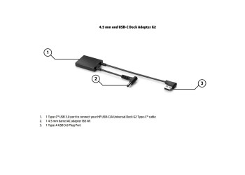 Originele Hp 4.5 Mm En USB-C Dock Adapter G2 Voor Hp USB-C/Een Universele Dock G2 Usb Type-A 3.0 Plug Poort 4.5 Mm Vat Ac Adapter L01515-001
