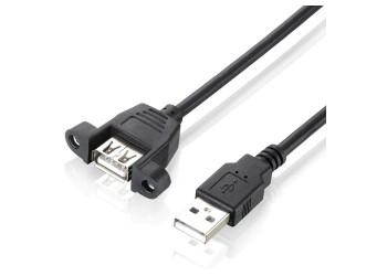 USB 2.0 verlengkabel met schroefpaneelmontage Male - Female