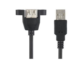 USB 2.0 verlengkabel met schroefpaneelmontage Male - Female