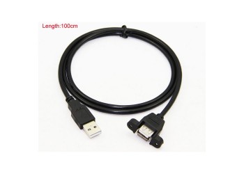 USB 2.0 verlengkabel met schroefpaneelmontage Male - Female