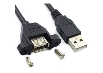 USB 2.0 verlengkabel met schroefpaneelmontage Male - Female