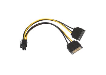 Dual SATA 15 Pin Male to 6 Pin Female Video Card Power Cable