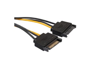 Dual SATA 15 Pin Male to 6 Pin Female Video Card Power Cable