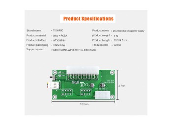 ATX 24Pin Molex 4Pin Dual PSU Power Supply Adapter add2psu