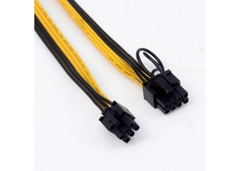 6Pin to 8Pin 6+2pin 60cm 18AWG puur koperen vertinde Kabel voor PSU GPU Ethereum ETH Mining