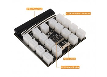 Power Module Breakout Board Met 12Pcs 6Pin to 8Pin Kabel Voor Hp 1200W 750W PSU Gpu PC Voeding Ethereum Eth Mining