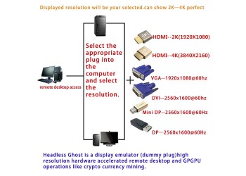 VGA EDID Emulator 1080p 60Hz HDR Display port Dummy Plug