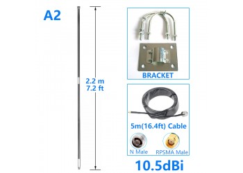 Helium Antenne 10.5dBi 2.2m 868Mhz EU868 LORA GSM 5m RG58 Kabel Rak Nebra Bobcat HNT Hotspot miner SyncroBit LoraWan