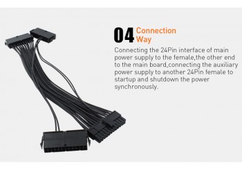 Dual Drie ATX 20+4 (24Pin) Molex PSU Sync Kabel voor 2 of 3 PSU Power synchronisatie boot